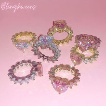 Load image into Gallery viewer, Mini Heart Sparkling Pink, Silver, and Gold Ring