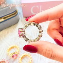 Load image into Gallery viewer, Mini Heart Sparkling Pink, Silver, and Gold Ring
