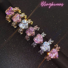 Load image into Gallery viewer, Mini Heart Sparkling Pink, Silver, and Gold Ring