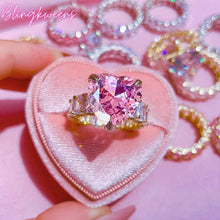 Load image into Gallery viewer, Sparkling Pink Icy Heart Ring